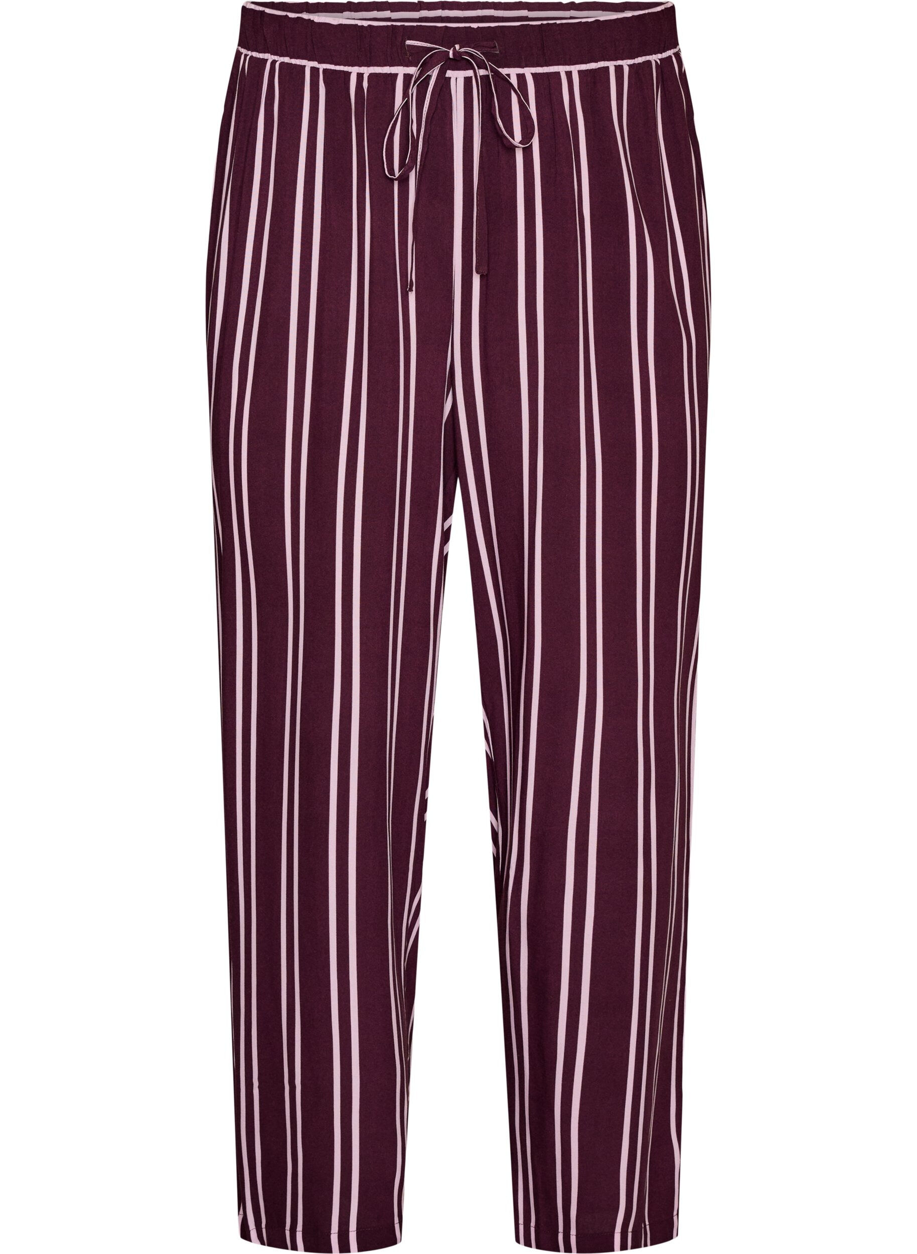 ZizziRennot raidalliset pyjamahousut, Tumma Bordeaux, Packshot image number 0