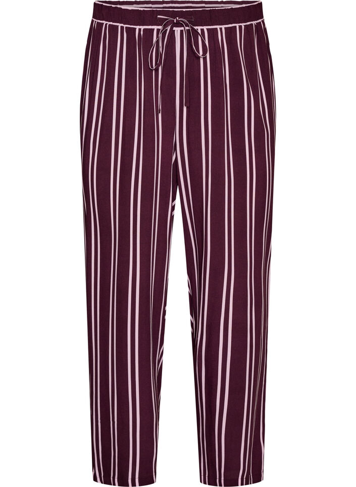 Rennot raidalliset pyjamahousut, Tumma Bordeaux, Packshot image number 0