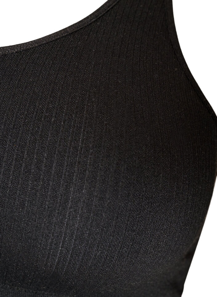 Saumattomat ribatut urheilurintaliivit, Musta, Packshot image number 3