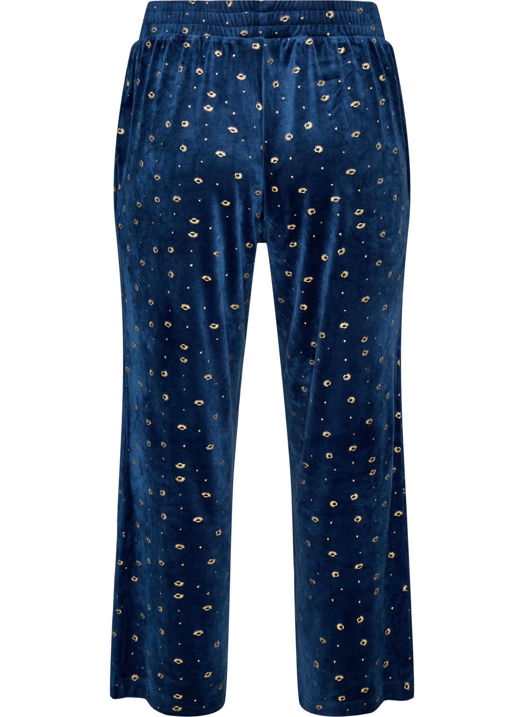 ZizziVelour-pyjama housut kokopainatuksella, Sininen, Packshot image number 1