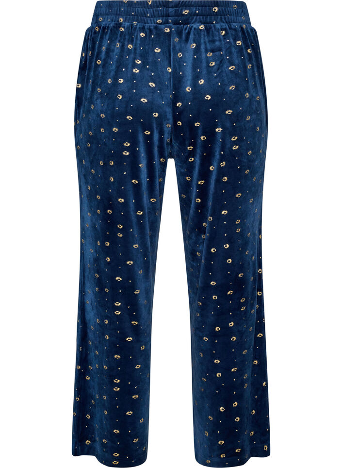 Velour-pyjama housut kokopainatuksella, Sininen, Packshot image number 1