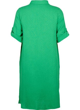 Puuvillainen pusero-mekko lyhyillä hihoilla, Bright Green, Packshot image number 1