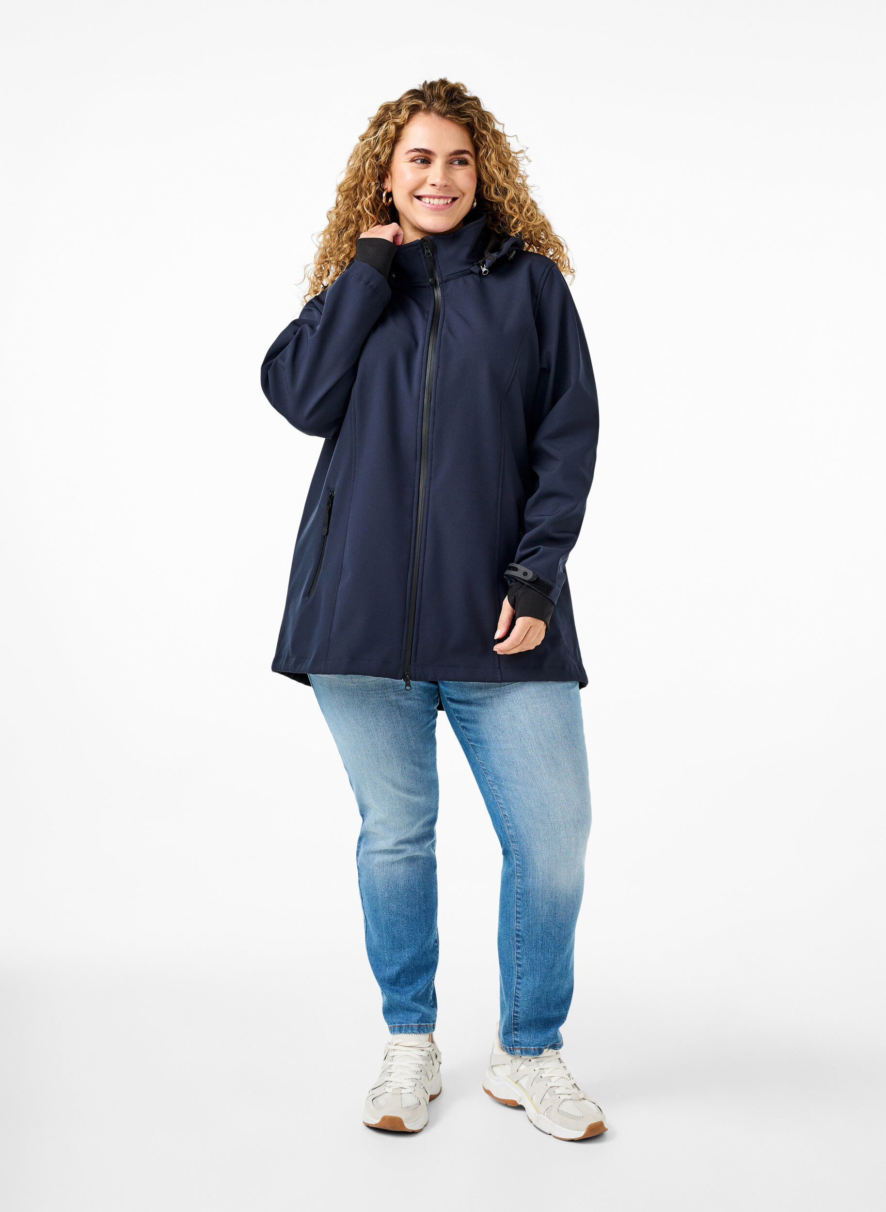 ZizziLyhyt softshell-takki irroitettavalla hupulla, Sininen, Model image number 1