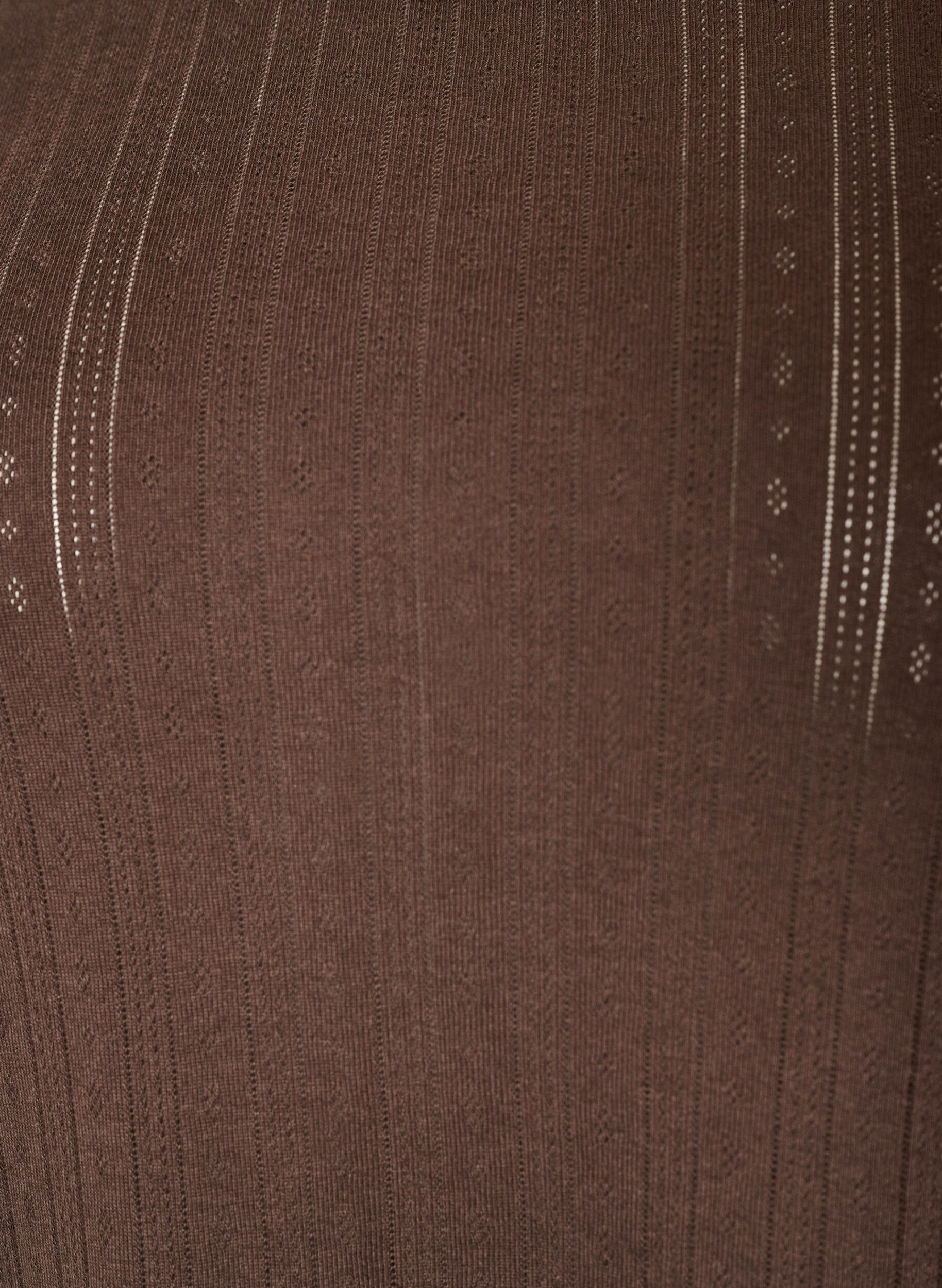 ZizziLuomupuuvillainen pyjamapaita rei&rsquo;itetyll&auml; kirjailulla, Ruskea, Packshot image number 2
