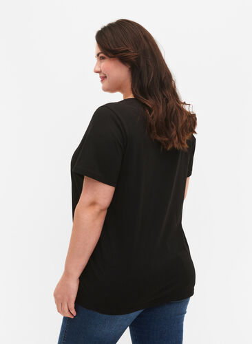 Puuvillainen t-paita painatuksella, Black SUN, Model image number 1