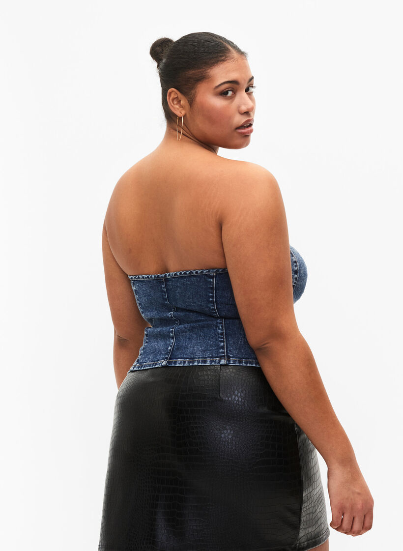 Farkkukorsetti vetoketjulla, Blue denim, Model image number 1