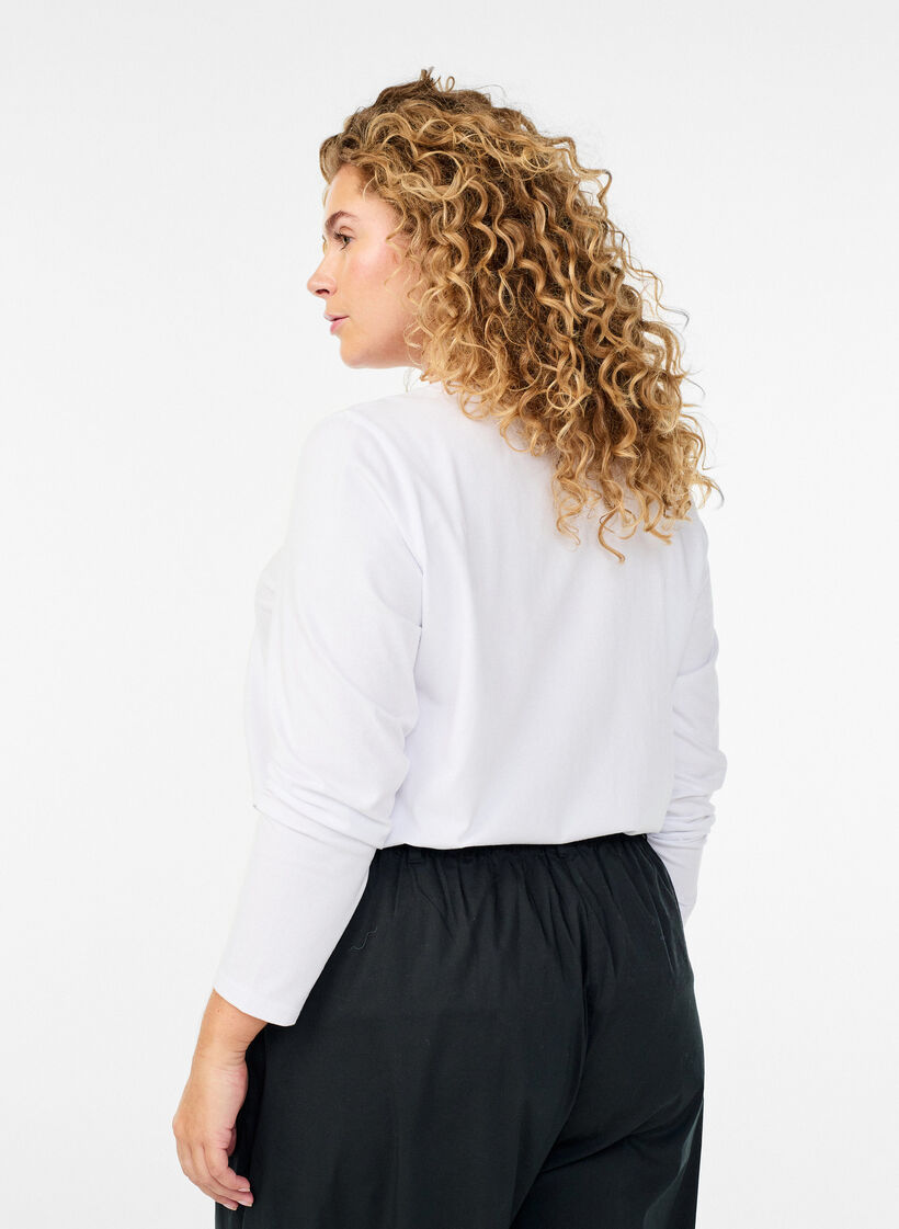 Perus jersey-paita pitkill&auml; hihoilla, Valkoinen, Model image number 2