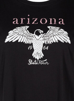 Lyhythihainen puuvillainen t-paita printillä, Black w. Arizona , Packshot image number 2