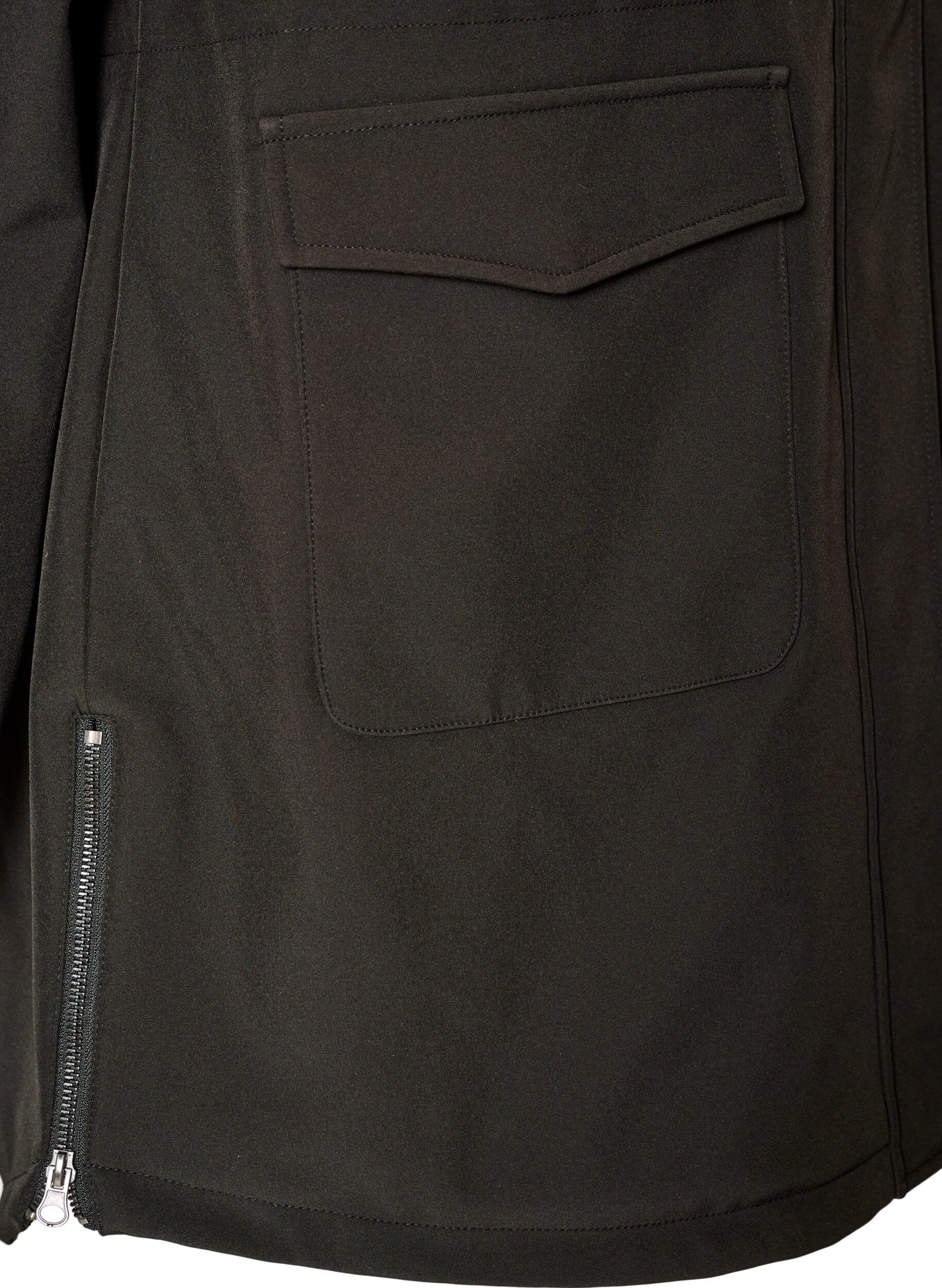 ZizziVett&auml; hylkiv&auml; softshell-takki, jossa on tikattu vuori, Musta, Packshot image number 1