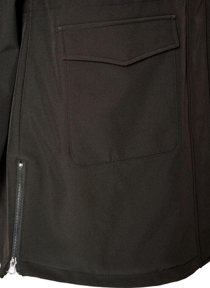 Vett&auml; hylkiv&auml; softshell-takki, jossa on tikattu vuori, Musta, Packshot image number 1