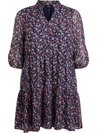 Tunika kukkakuviolla ja kimaltavilla langoilla, Sininen
