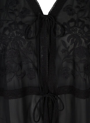 Pitkä kimono 3/4-hihoilla ja kirjailulla , Black, Packshot image number 2
