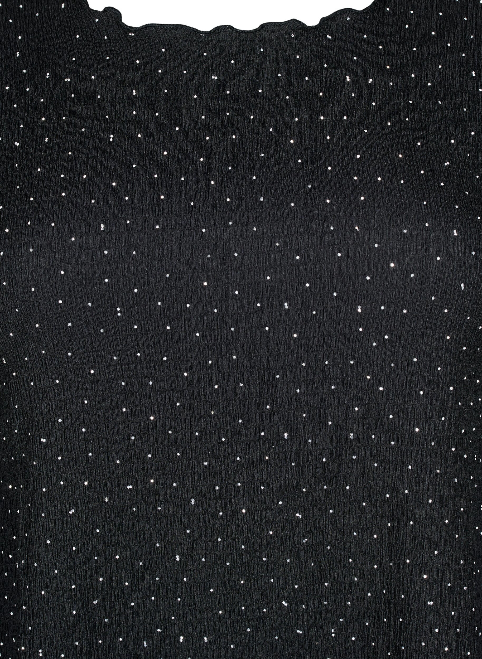 Zizzi Pitk&auml;hihainen paljettipaita kristalleilla, Musta, Packshot image number 2