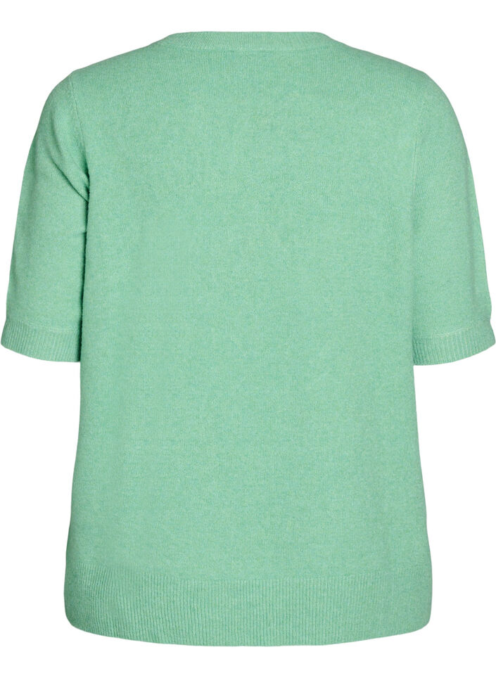 Neulottu pusero lyhyill&auml; hihoilla, Vihre&auml;, Packshot image number 1