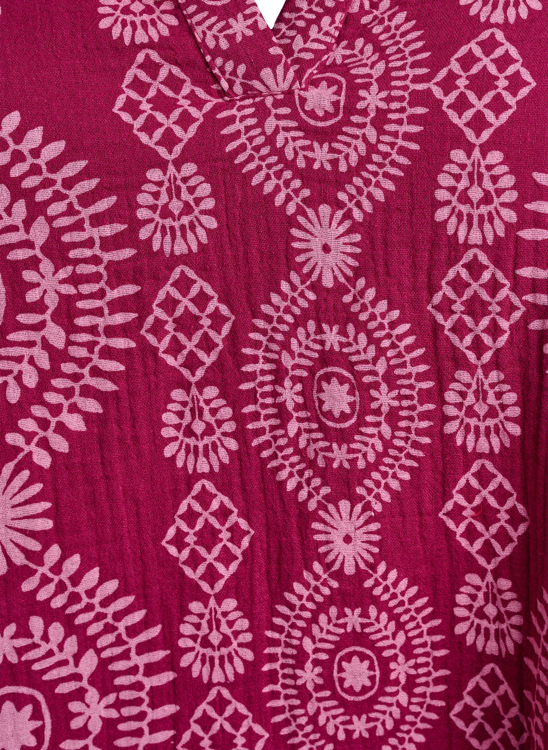 Zizzi Lyhyt mekko puuvillamusliinista kuosilla, 9992, Packshot image number 2