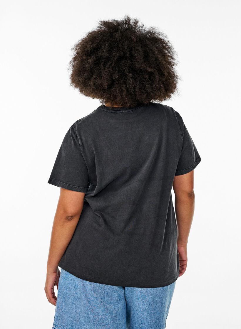 T-paita orgaanisesta puuvillasta näyttävällä printillä, Harmaa, Model image number 2