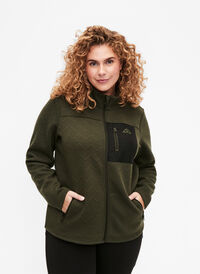 Urheilullinen fleece-takki taskuilla, Forest Night, Model