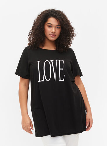 Oversize t-paita printillä, Black W. Love, Model image number 0