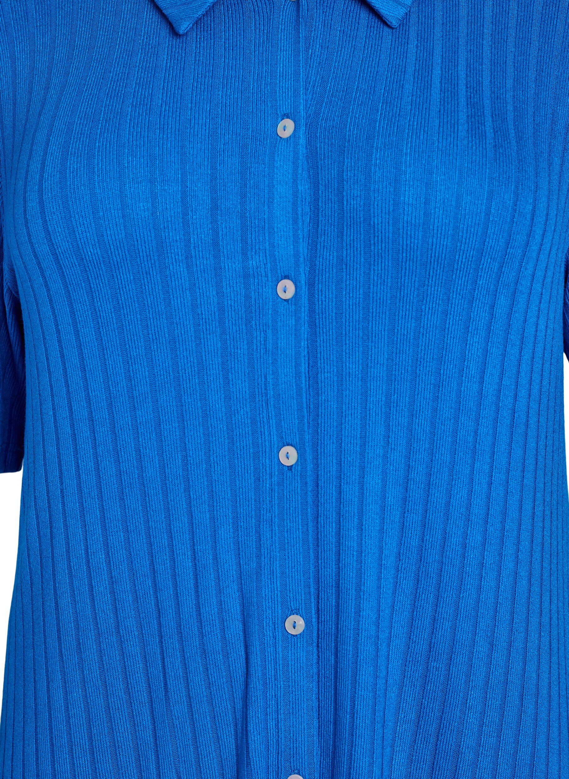 Zizzi Polvimittainen jersey-kauluspaitamekko lyhyill&auml; hihoilla, Sininen, Packshot image number 2