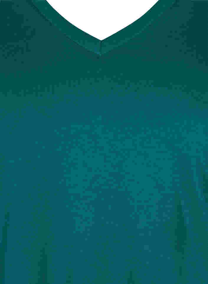 T-paita ekologisesta puuvillasta v-aukolla, Teal Green, Packshot image number 2