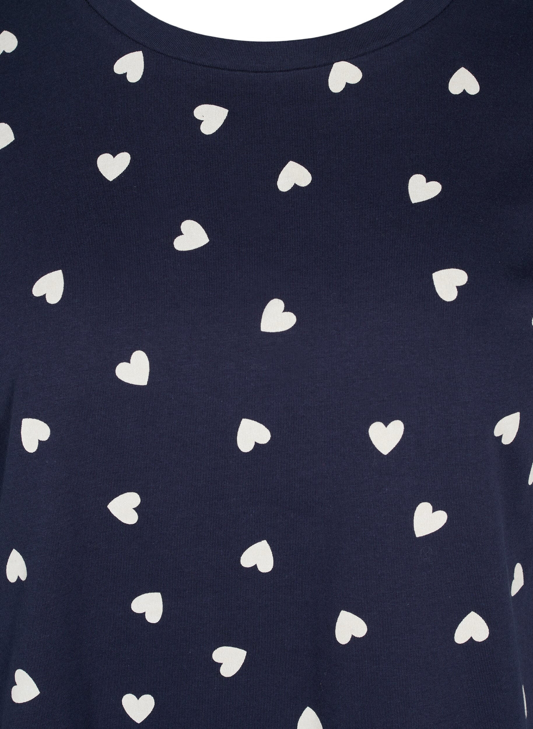 Zizzi Lyhythihainen y&ouml;paita puuvillasta, Navy Blazer AOP, Packshot image number 2