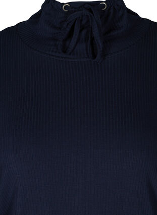 Pitkähihainen pusero korkealla kauluksella, jossa nyöri, Navy Blazer, Packshot image number 2