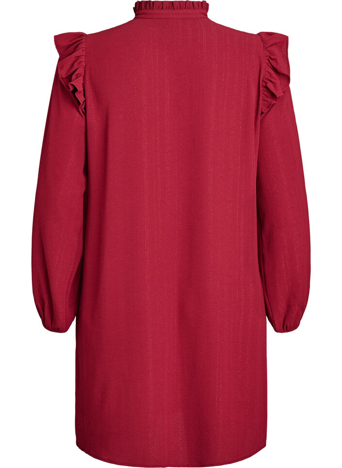 Lyhyt mekko r&ouml;yhel&ouml;ill&auml; ja kimalteella, Tumma Bordeaux, Packshot image number 1