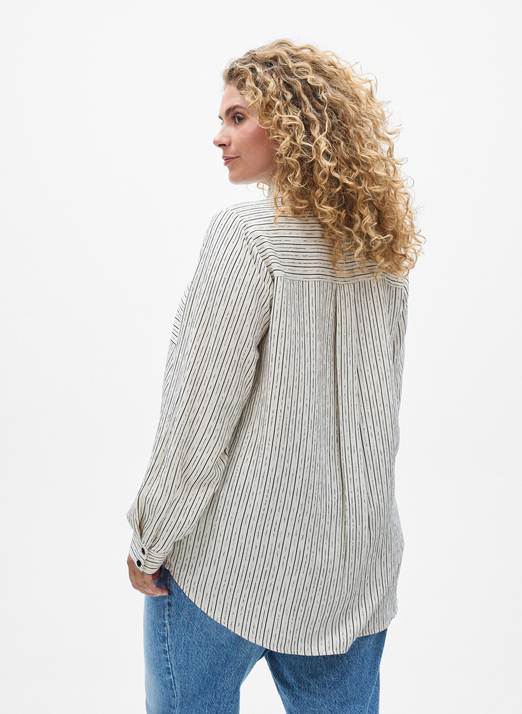 Zizzi Raitakuosinen paita, Valkoinen, Model image number 2