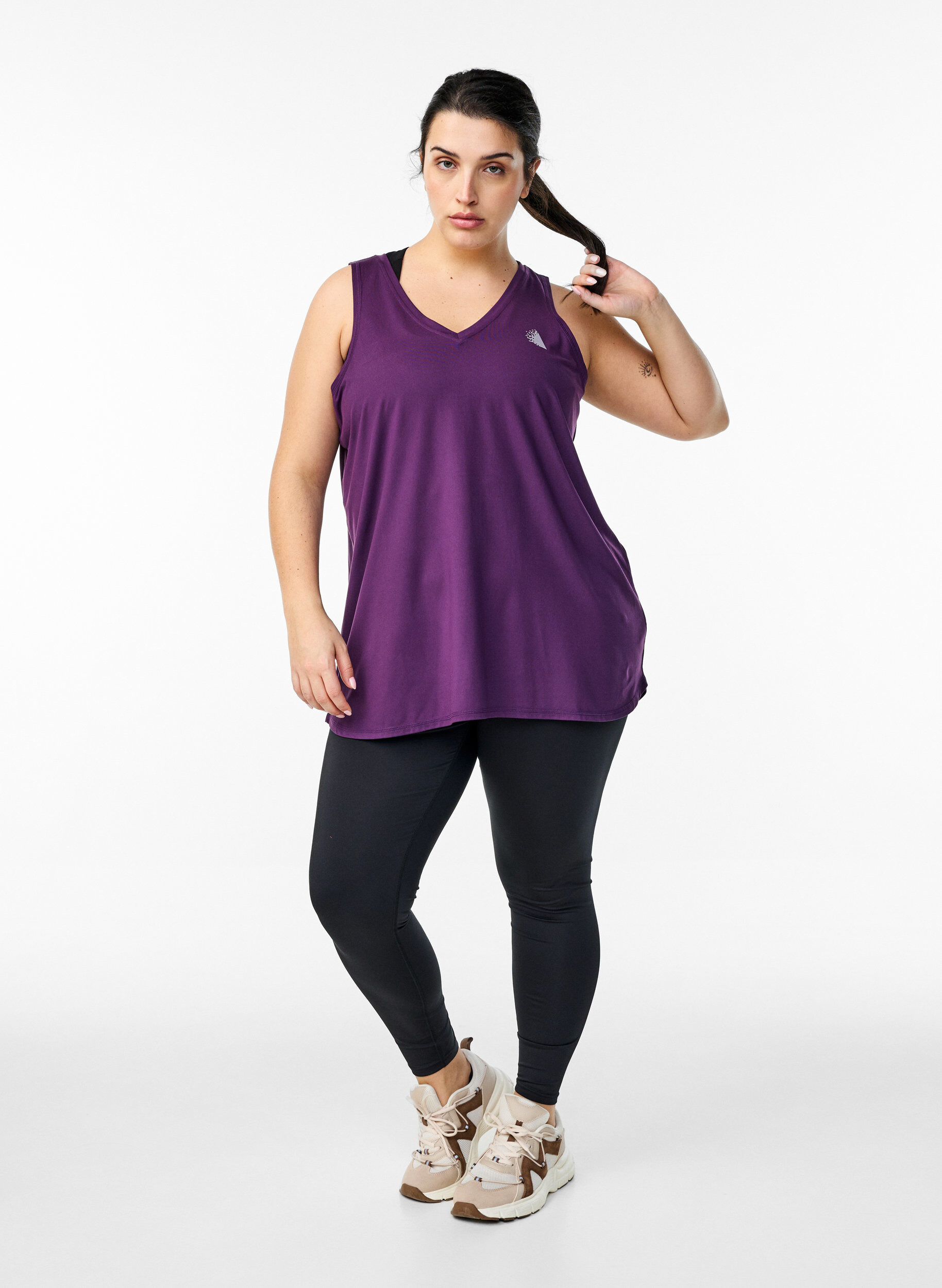 ZizziTreenitoppi V-p&auml;&auml;ntiell&auml;, Violetti, Model image number 1