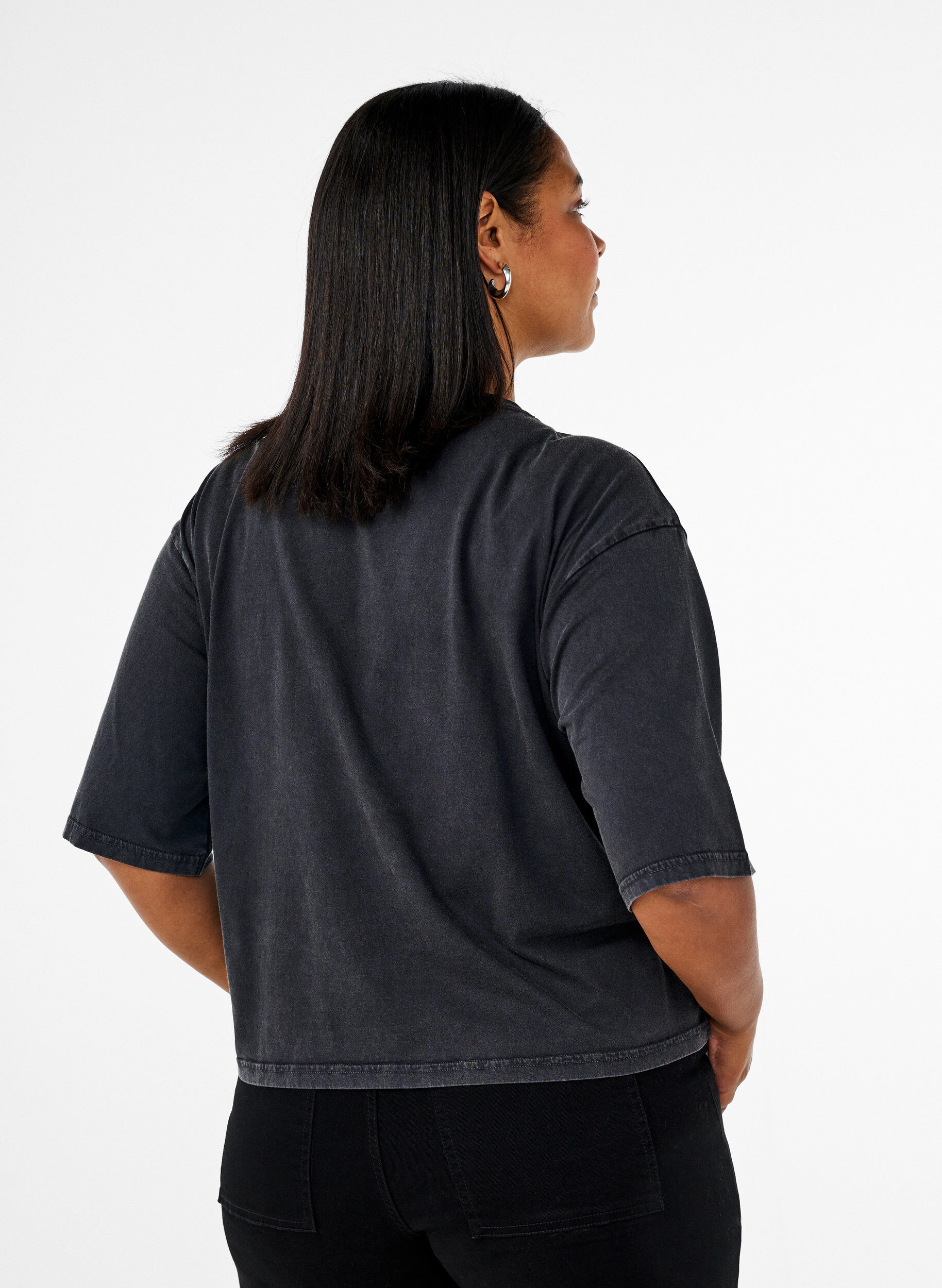 Zizzi Boksi-mallinen T-paita luomupuuvillasta, Harmaa, Model image number 2