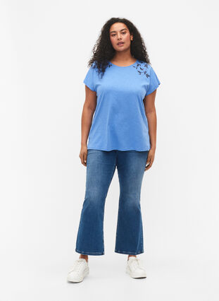 Puuvillainen t-paita lehtiprintillä, Ultramarine C Leaf, Model image number 2