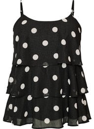 Kerrostettu toppi r&ouml;yhel&ouml;ill&auml; ja spagettiolkaimilla, Musta