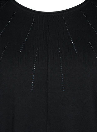 Viskoosisekoitteesta valmistettu neulepusero koristekivillä, Black, Packshot image number 2