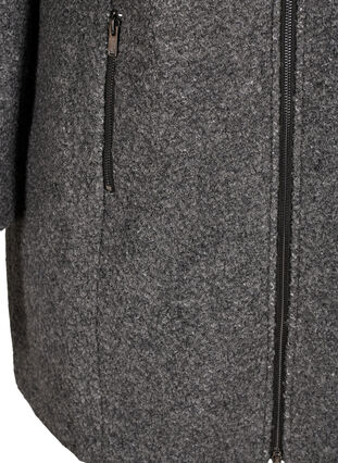 Vetoketjullinen takki villaa, Dark Grey Melange, Packshot image number 3