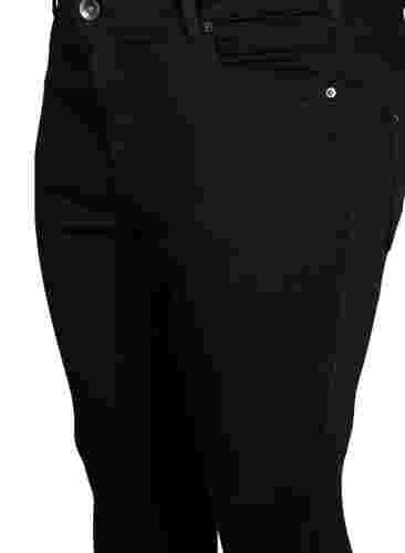 Kropatut Amy-farkut vetoketjulla, Black denim, Packshot image number 2