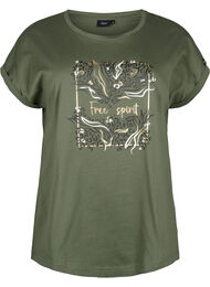 Orgaanisesta puuvillasta valmistettu T-paita kultaisella painatuksella, Thyme W. Free