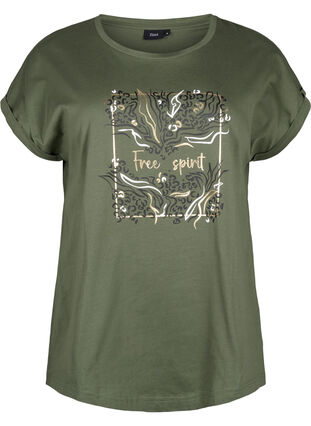 Orgaanisesta puuvillasta valmistettu T-paita kultaisella painatuksella, Thyme W. Free, Packshot image number 0