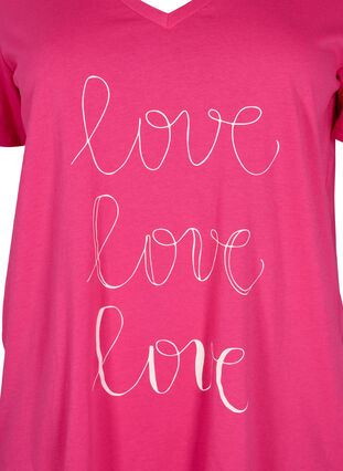 Puuvillainen t-paita v-pääntiellä ja printillä, Fuchsia Purple Love, Packshot image number 2