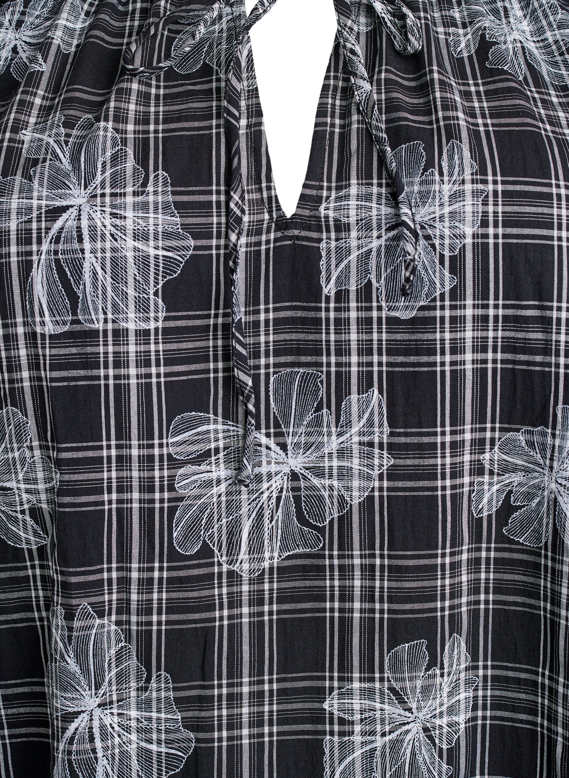 Zizzi Lyhyt mekko ruutu- ja kukkakuosilla, Musta, Packshot image number 2