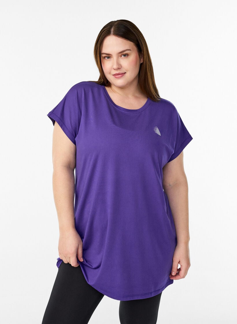 Pitk&auml; treenipaita, Violetti, Model image number 0