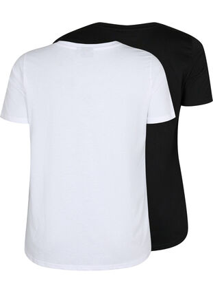 2 kpl t-paitoja v-pääntiellä, Bright White / Black, Packshot image number 1