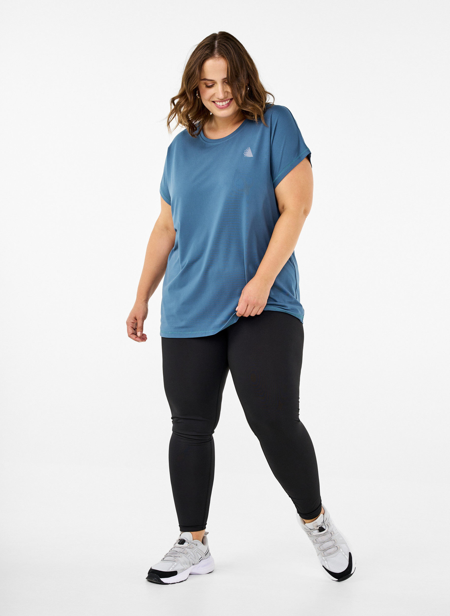 Zizzi Yksiv&auml;rinen treenipaita, Sininen, Model image number 1