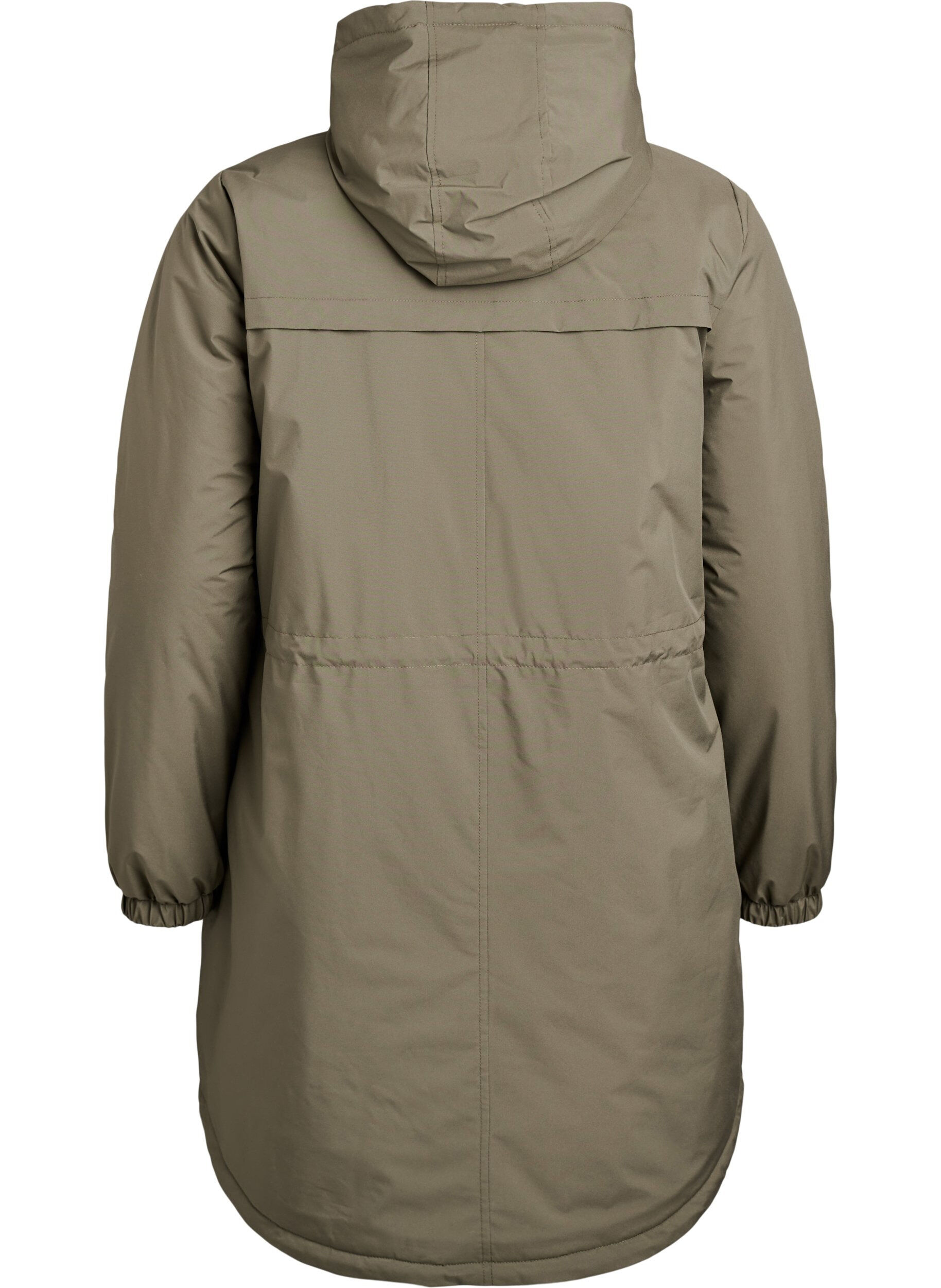 Zizzi Kevyt topattu parka hupulla, Vihre&auml;, Packshot image number 1