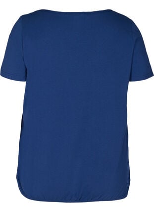 Lyhythihainen t-paita pyöreällä pääntiellä ja pitsireunuksella , Twilight Blue, Packshot image number 1