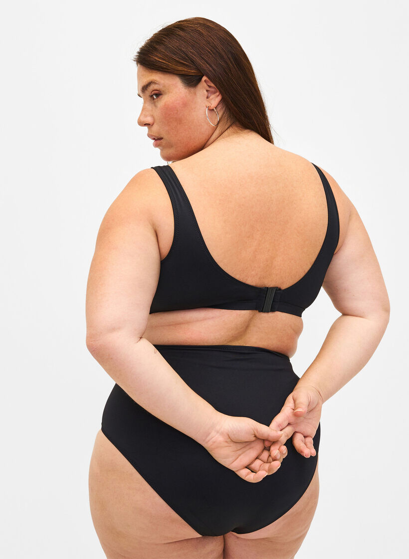 Bikiniyläosa V-kaula-aukolla ja irrotettavilla toppauksilla, Musta, Model image number 2