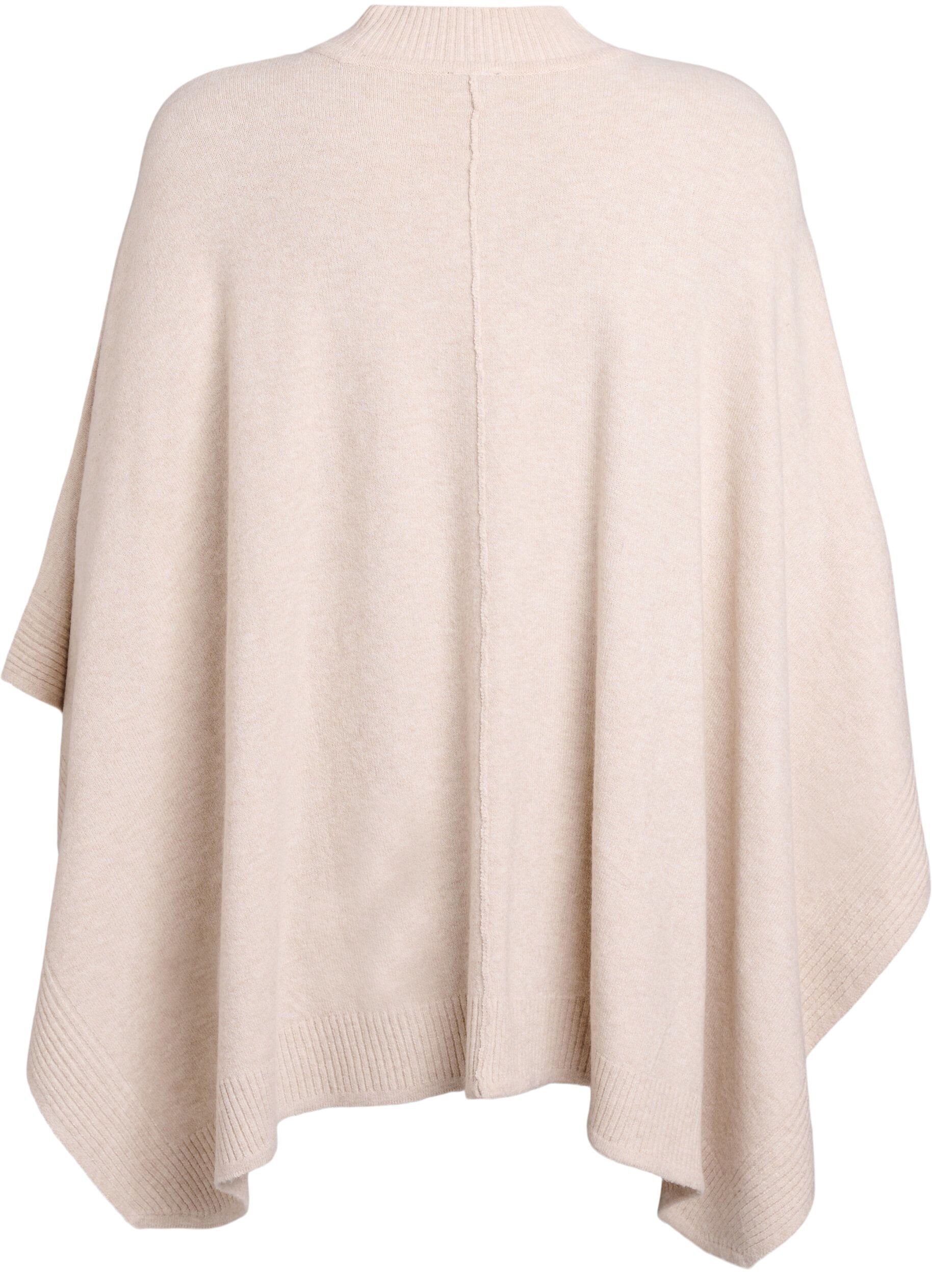 Zizzi Poncho ribatuilla yksityiskohdilla ja py&ouml;re&auml;ll&auml; kauluksella, Beige, Packshot image number 1