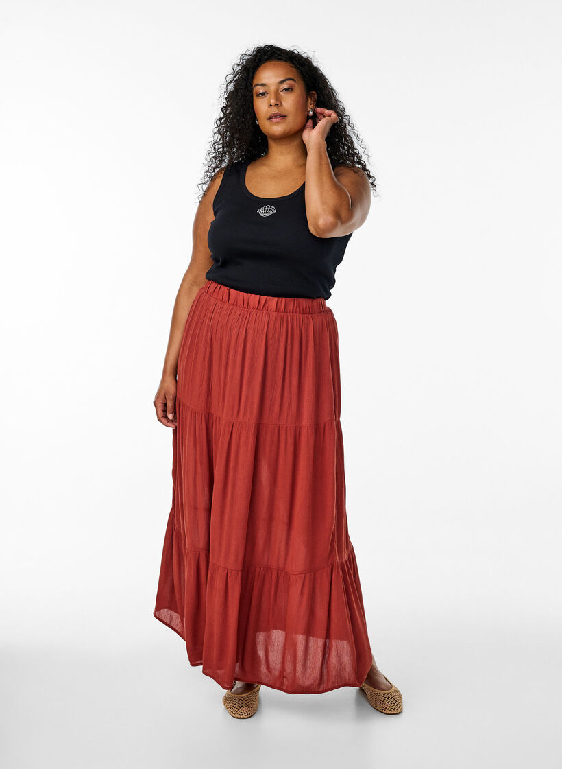 Tyköistuva kuvioitu yläosa, Musta, Model image number 1