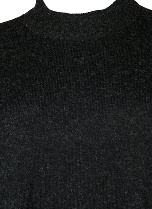 Meleerattu halkiollinen neulepusero, Dark Grey Melange, Packshot image number 2