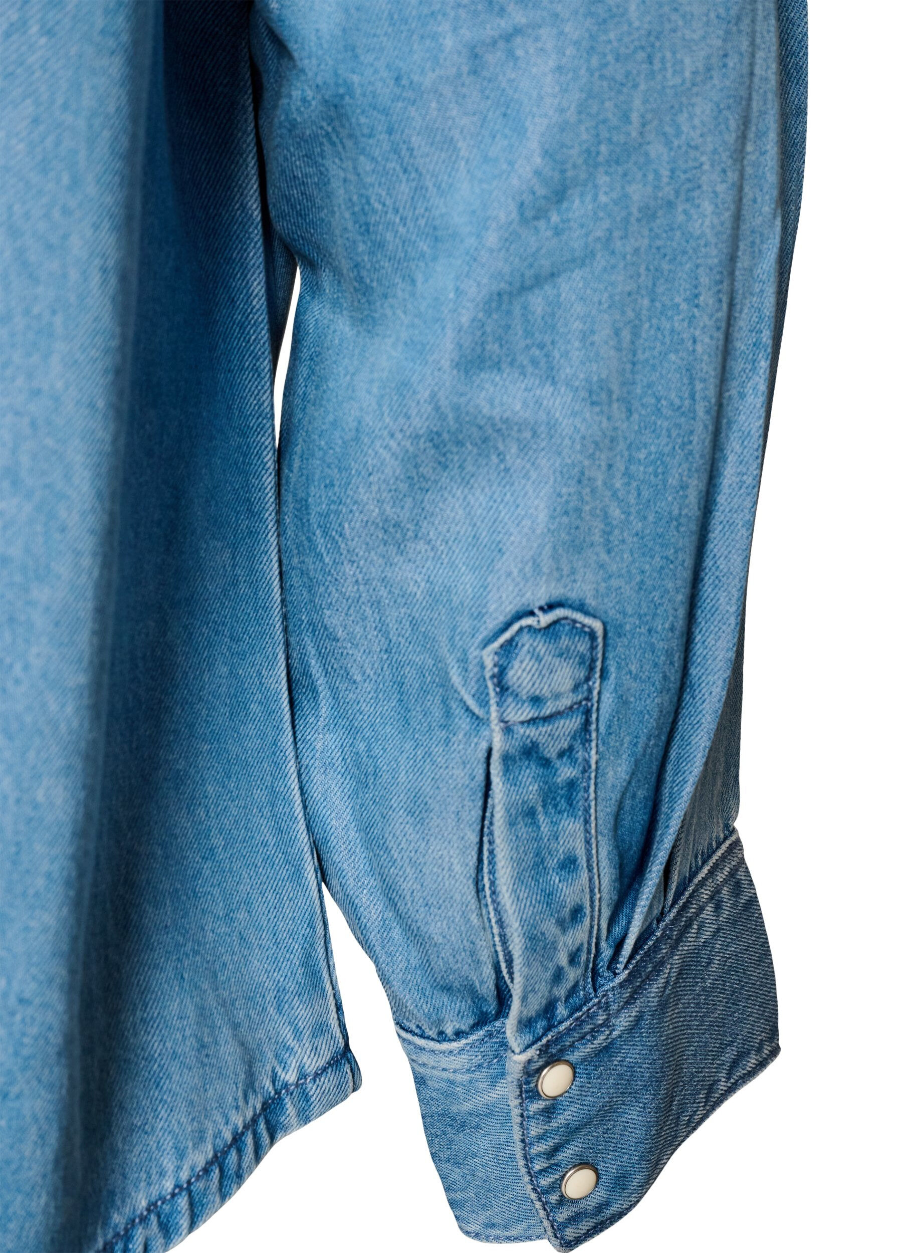 ZizziDenim-paita lyocellissa painonapeilla, Sininen, Packshot image number 3