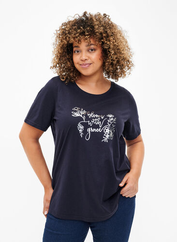 FLASH – kuviollinen t-paita, Navy Blazer Bloom, Model image number 0